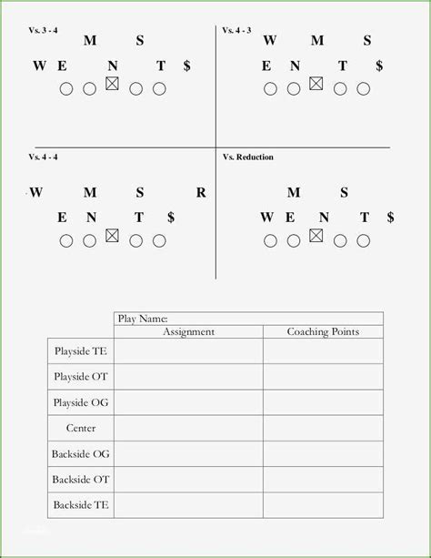 Printable Blank Football Play Sheet Template